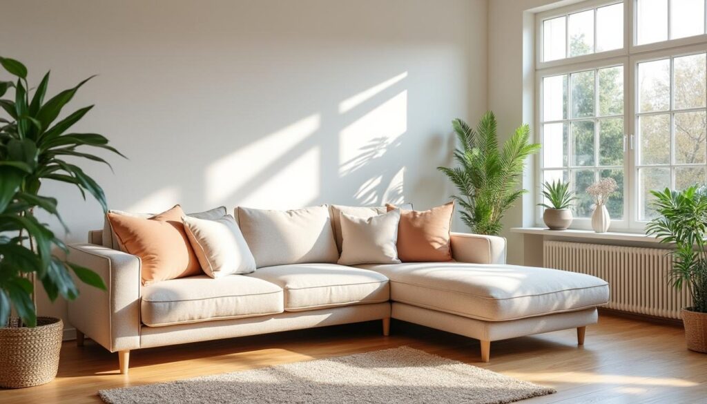 découvrez notre canapé d’angle beige, un meuble au design élégant qui s'intègre harmonieusement dans tous les salons. ce classique indémodable apporte confort et style à votre espace, tout en offrant une touche chaleureuse à votre décoration intérieure.